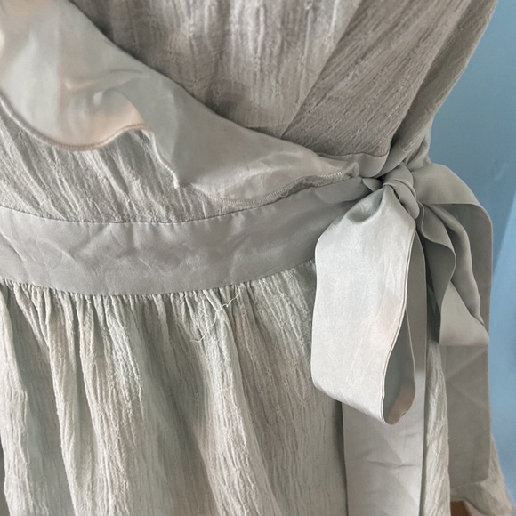 Anthropologie Odille cotton wrap blouse with satin ruffle & tie - size 10 - Picture 5 of 7